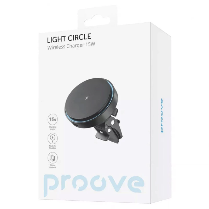 Автодержатель с БЗУ Proove Light Circle 15W – Black. Фото 6 из 6