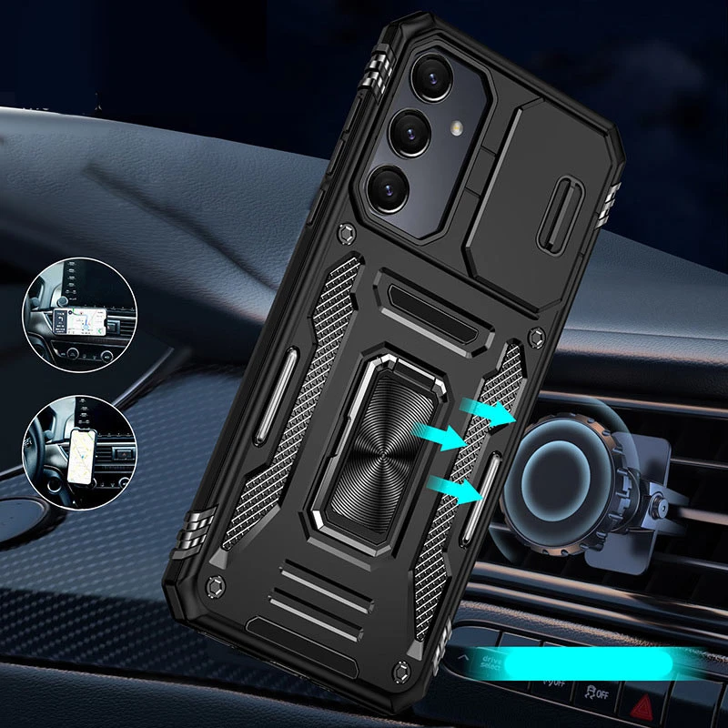 Ударопрочный чехол Square Ring c шторкой на камеру для Samsung Galaxy A37 5G – Черный / Black. Фото 2 из 2