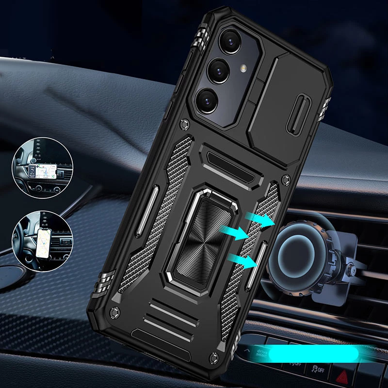 Ударостійкий чохол Square Ring зi шторкою на камеру на Samsung Galaxy A56 5G – Чорний / Black. Фото 5 з 16