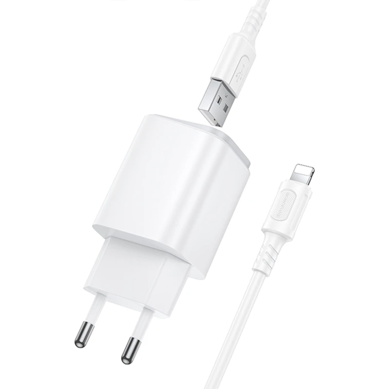 МЗП Borofone BAS81A Star 10.5W (2USB-A) + кабель USB to Lightning – White. Фото 4 з 4