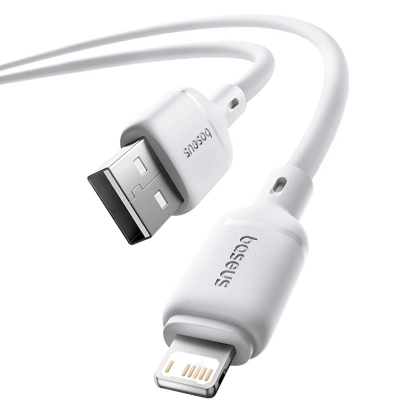 Дата кабель Baseus Silky Series OS Fast Charging USB to Lightning 2.4A (1m) (P1037770) – Moon White. Фото 4 з 5