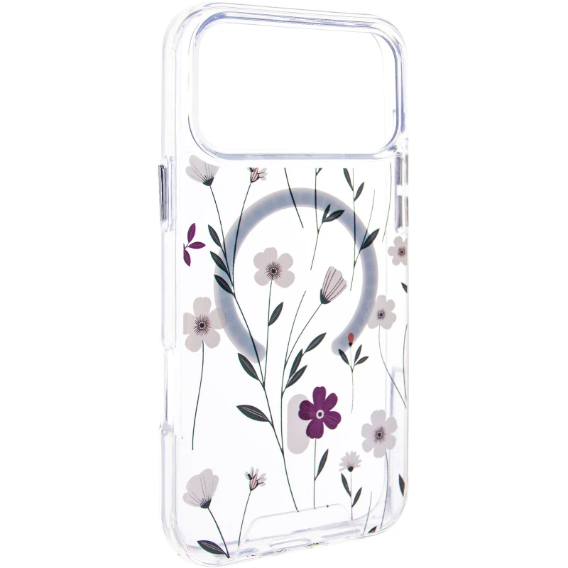 TPU+PC чехол Clear Garden with MagSafe для Apple iPhone 17 Pro (6.3") – Cherry Petal. Фото 2 из 6