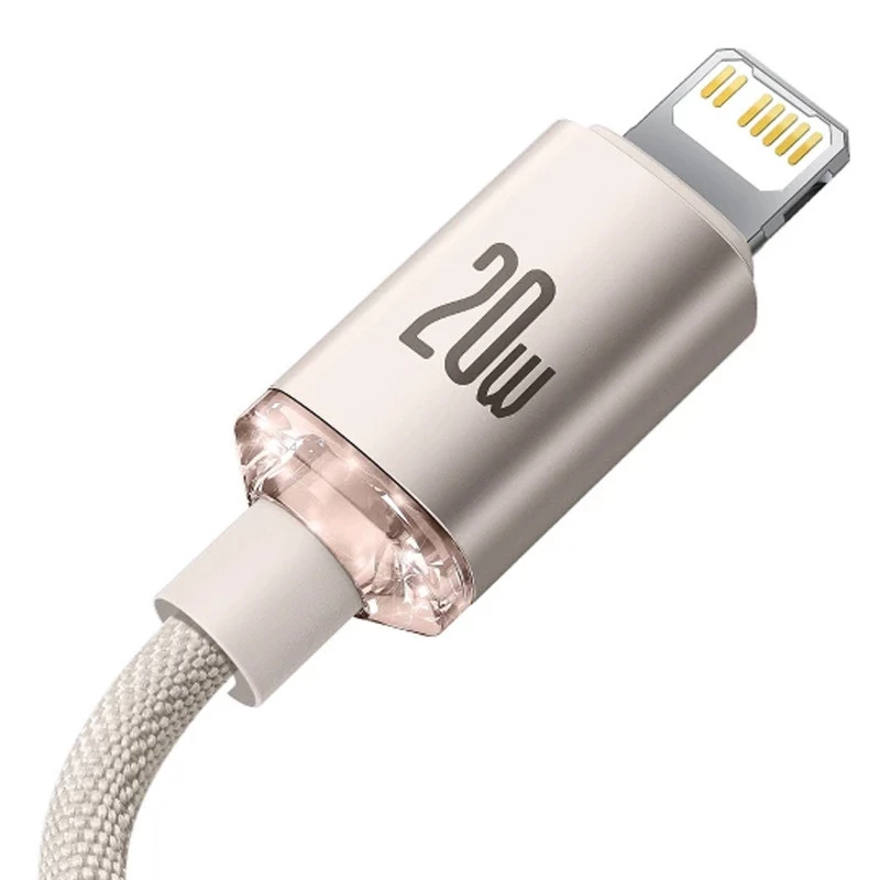 Дата кабель Baseus Crystal Shine Series Type-C to Lightning 20W (1.2m) (CAJY00020) – Pink. Фото 6 з 7
