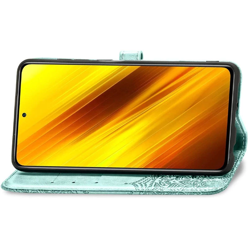 Кожаный чехол-книжка Art Case с визитницей для Xiaomi Redmi Note 10 / Note 10s – Бирюзовый. Фото 3 из 4