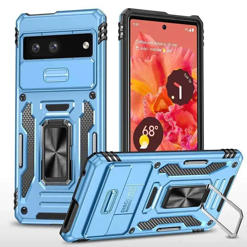 

Ударопрочный чехол Square Ring c шторкой на камеру для Google Pixel 7 (Голубой / Light Blue), Блакитний / light blue