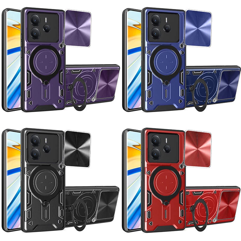 Ударостійкий чохол Bracket Ringstand із захисною шторкою для камери на Xiaomi Redmi Note 14 5G фото 3 з 3