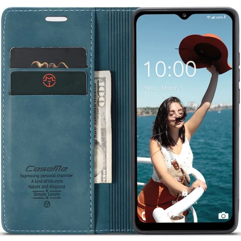 Шкіряний чохол-книжка CaseMe Velvet Nubuck для Samsung Galaxy M12 – Green. Фото 2 з 6
