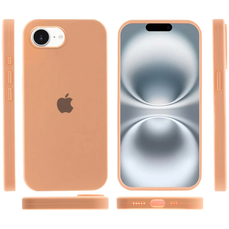 Чохол Silicone Case з закритим низом на Apple iPhone 16e (6.1") – Помаранчевий / Cantaloupe. Фото 5 з 6