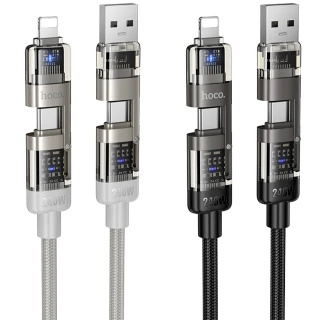 Дата кабель Hoco U151 Goldsmith 4in1 Type-C to Lightning/Type-C to USB 240W (1.2m) фото 1 з 1