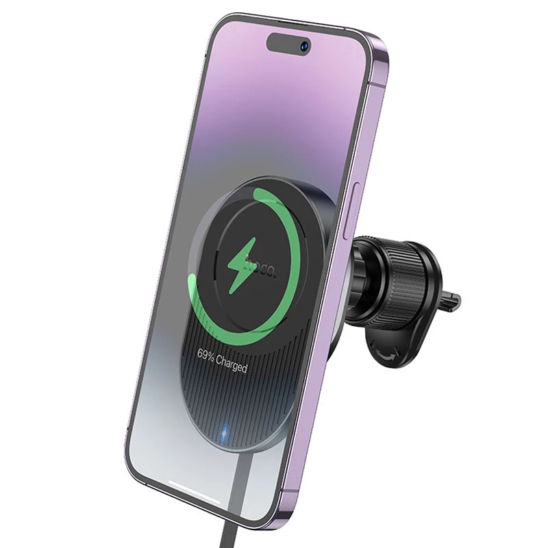 Автотримач з БЗП Hoco HW12 Guardian magnetic (air outlet) – Black / Gray. Фото 3 з 8