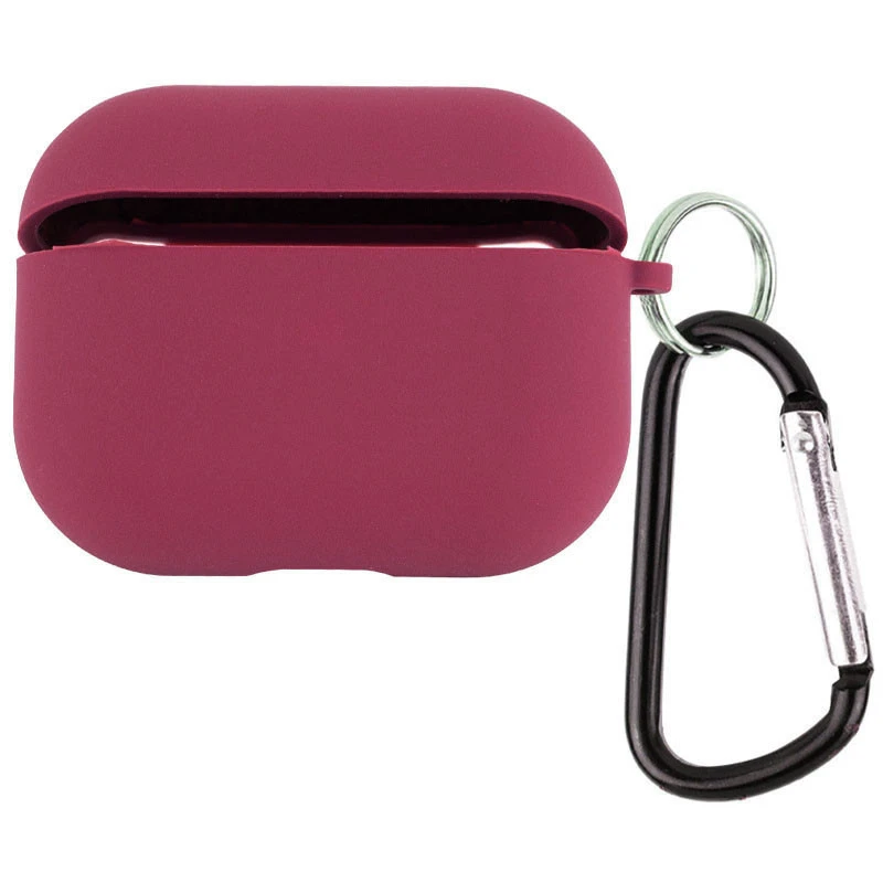 Силіконовий футляр з мікрофіброю для навушників Airpods Pro 3 – Бордовий / Plum. Фото 1 з 2