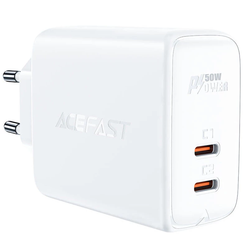 МЗП Acefast A29 PD50W GaN (USB-C+USB-C) dual port – White. Фото 2 з 3