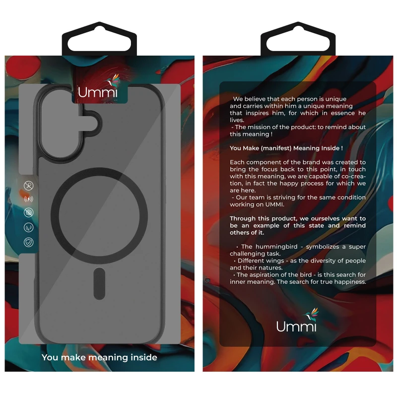 Чохол Ummi Colorful with MagSafe для Apple iPhone 16 Plus – Чорний / Black. Фото 3 з 4