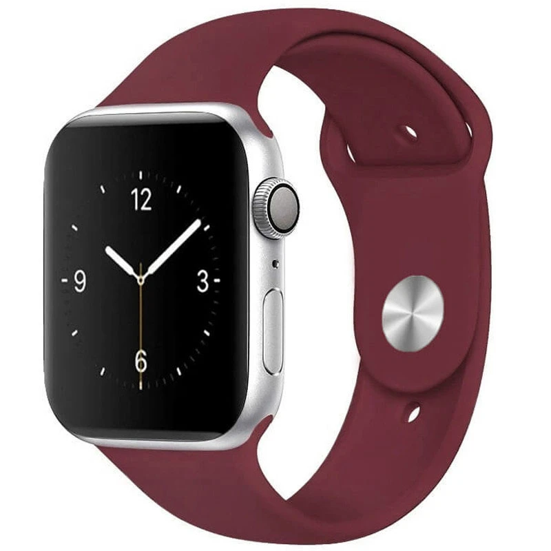 Силіконовий ремінець для Apple Watch Sport Band 38 / 40 (S/M & M/L) 3pcs – Бордовий / Plum. Фото 1 з 1