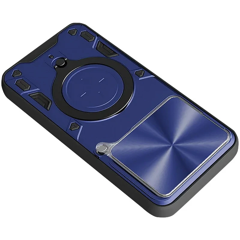 Ударопрочный чехол Bracket Ringstand с защитной шторкой для камеры для Xiaomi 15T Pro – Blue. Фото 3 из 3