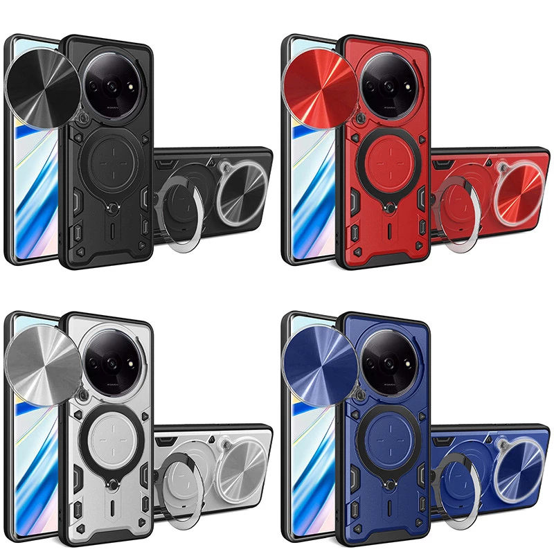 Ударопрочный чехол Bracket Ringstand с защитной шторкой для камеры для Xiaomi Redmi A3 фото 1 из 1