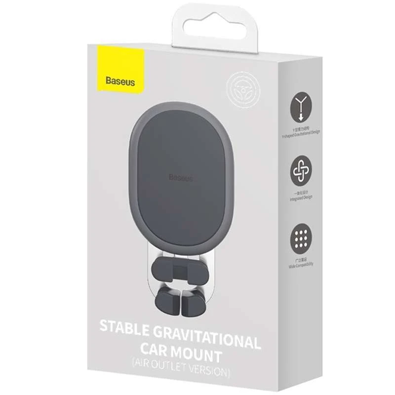 Автодержатель Baseus Stable Gravitational Car Mount Air (Air Outlet Version) (SUWX02) – Black. Фото 11 из 14