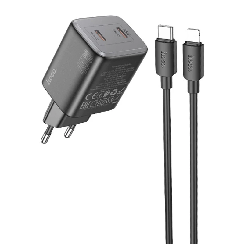 

МЗП Hoco N42 Elogiado 2C PD45W + Type to Lightning (Black)