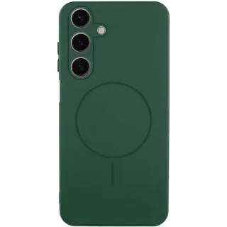 Чехол Silicone Cover Lakshmi Full Camera (AA) with Magnetic Fit для Samsung Galaxy A18 — Зеленый / Dark green