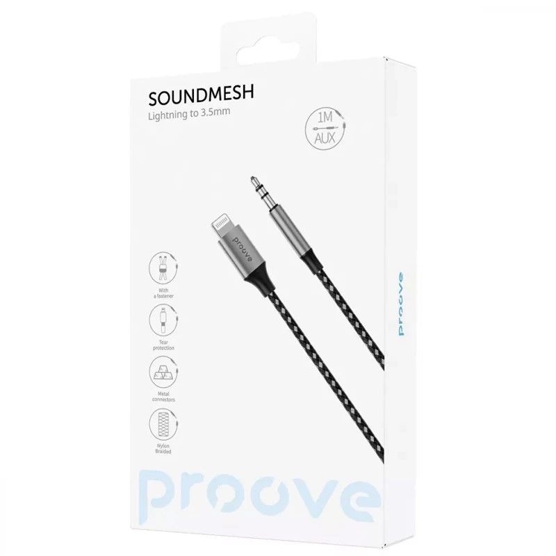 Аудио кабель Aux Proove SoundMesh Lightning to 3.5mm (1m) – Gray. Фото 3 из 3