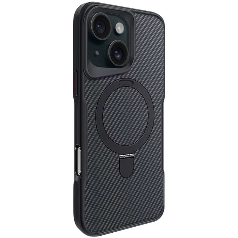 Цветной TPU+PC с металлическими кнопками, кольцом и MagSafe для Apple iPhone 16 Pro Max – Черный. Фото 3 из 9