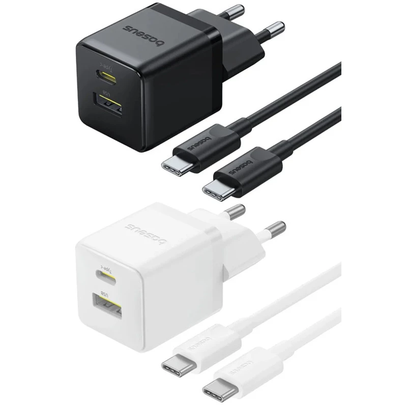 СЗУ Baseus Palm Fast Charger 30W (1USB-A/1C) + кабель Type-C to Type-C (P1011160A) фото 1 из 1