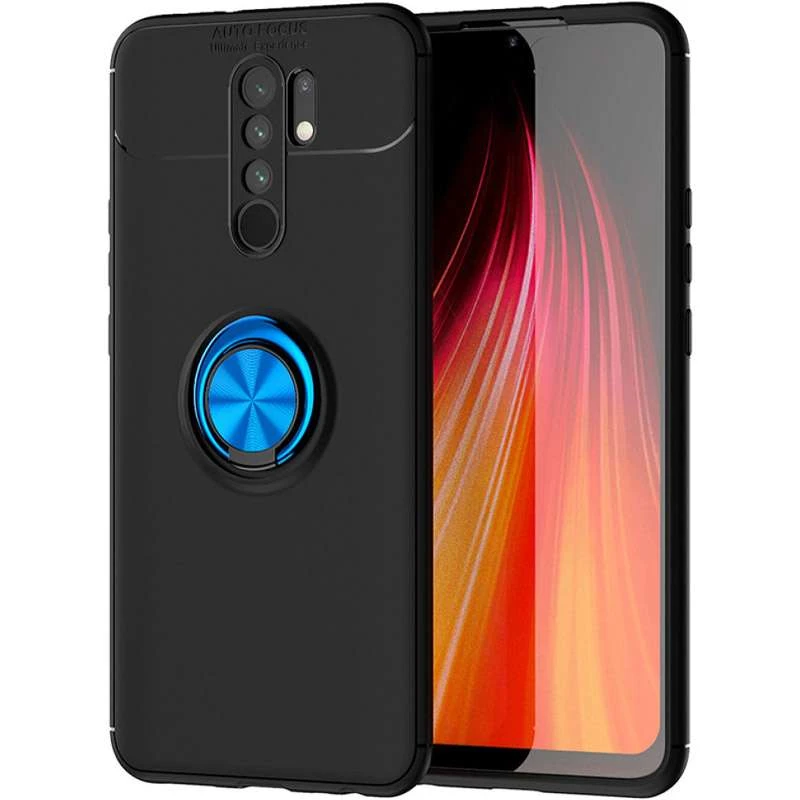

Чохол Deen ColorRing з кільцем на Xiaomi Redmi 9 (Чорний / Синій)