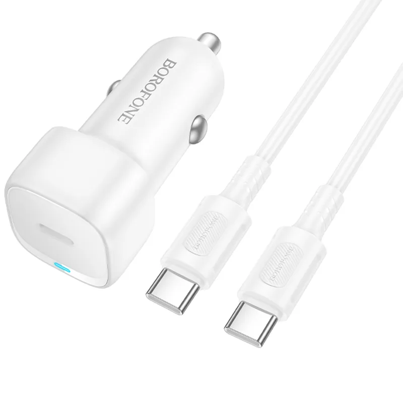 АЗП Borofone BZ34A Cloud PD20W (1USB-C) + кабель Type-C to Type-C – White. Фото 3 з 4
