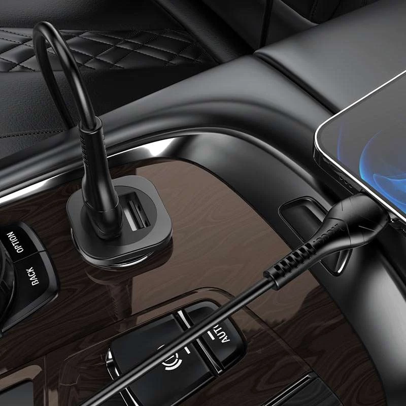 АЗУ Hoco NZ4 (2USB 2.4A) + Lightning – Черный. Фото 2 из 3