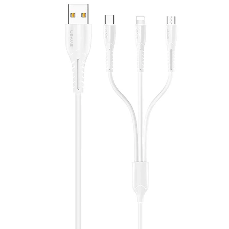 

Дата кабель Usams US-SJ367 U35 3in1 USB to Combo 2A (1m) (Білий)