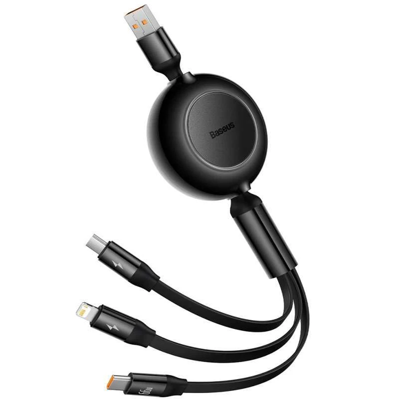 Дата кабель Baseus Bright Mirror 2 Series Retractable 3in1 3.5A (1.1m) (CAMJ01000) – Black. Фото 2 з 6