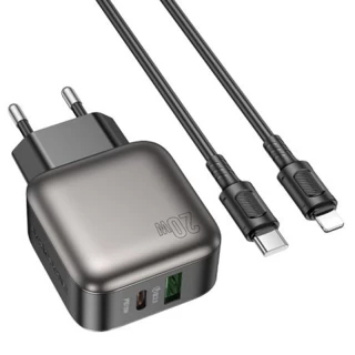 СЗУ Borofone BAS54A Absolute PD20W+QC3.0 (1USB-A/1C) + Type-C to Lightning фото 1 из 3