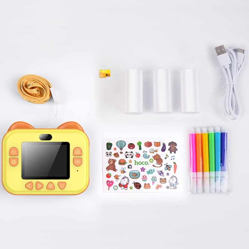 Дитяча фотокамера з моментальним друком Hoco DV204 Dual-camera – Yellow. Фото 2 з 6