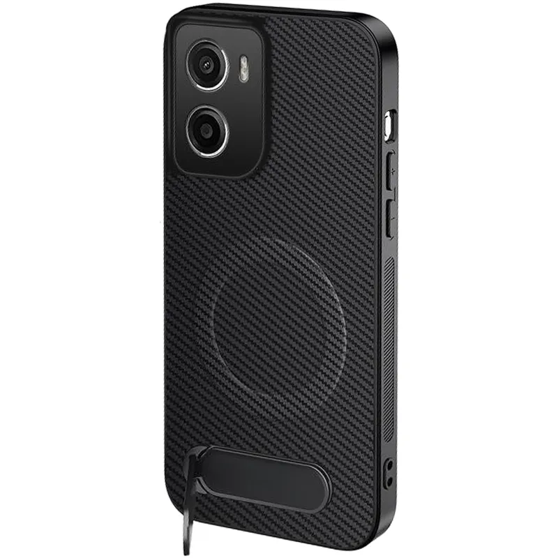 TPU+PC чохол Carbon Kickstand Magnetic Case для Motorola Moto G06 – Black. Фото 1 з 3