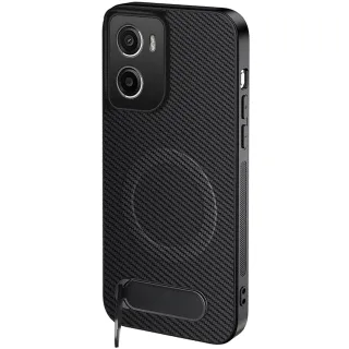 TPU+PC чохол Carbon Kickstand Magnetic Case для Motorola Moto G06 — Black