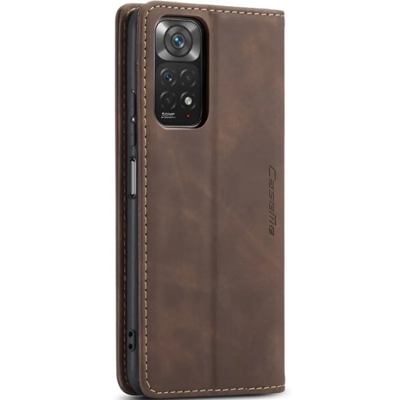 Кожаный чехол-книжка CaseMe Velvet Nubuck для Xiaomi Redmi Note 11 (Global) / Note 11S – Coffee. Фото 5 из 6