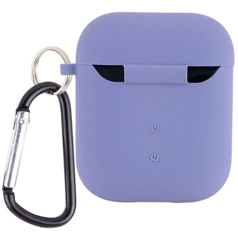 Силіконовий футляр з мікрофіброю для навушників Airpods 1/2 – Сірий / Lavender Gray. Фото 2 з 6