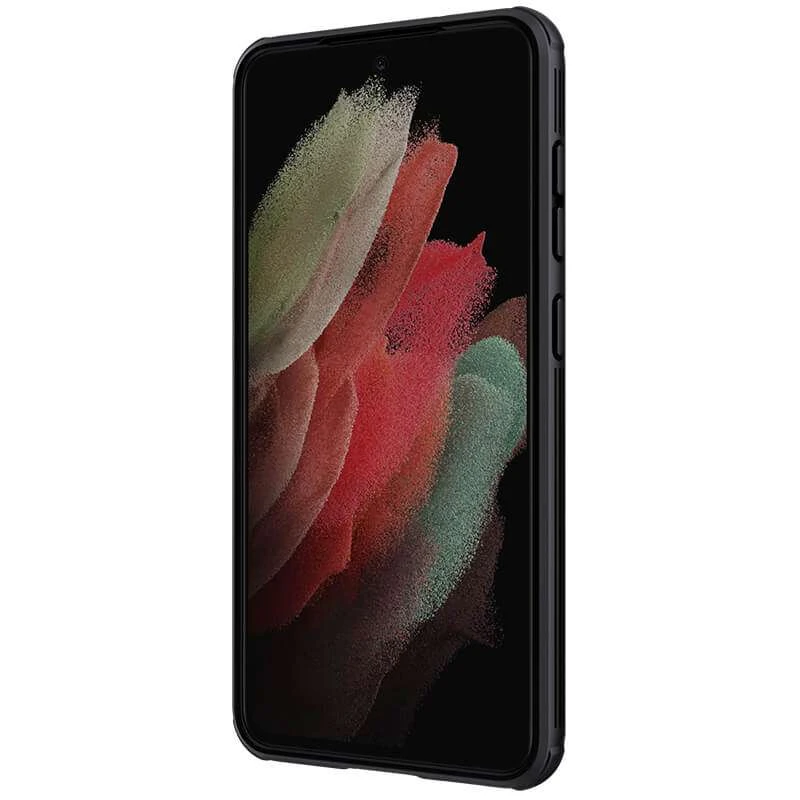 Карбоновая накладка Nillkin со шторкой для камеры для Samsung Galaxy S21 FE – Черный / Black. Фото 4 из 5