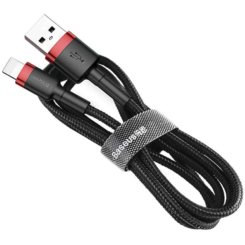 Дата кабель Baseus Cafule Lightning Cable 2.4A (1m) (CALKLF-B) – Червоний / Чорний. Фото 4 з 4