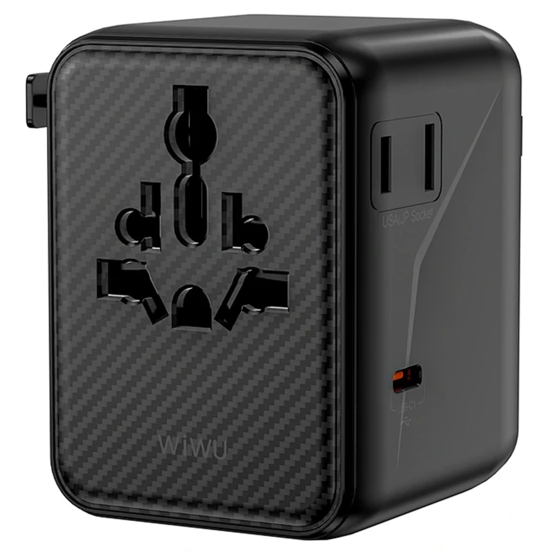 Мережевий універсальний перехідник WIWU UA010 Warrior GaN 45W + 2USB-A/3C – Black. Фото 4 з 6