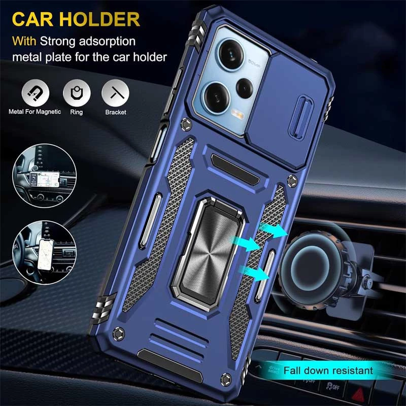 Ударопрочный чехол Square Ring c шторкой на камеру для Xiaomi Redmi 12 – Синий / Navy. Фото 4 из 4