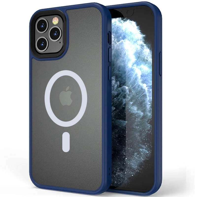 

TPU+PC с металлическими кнопками и MagSafe для Apple iPhone 12 (Синий), Синій