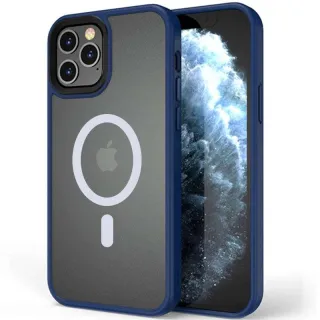 TPU+PC чехол Metal Buttons with Magnetic Fit для Apple iPhone 12 Pro Max (6.7") — Синий / Navy Blue