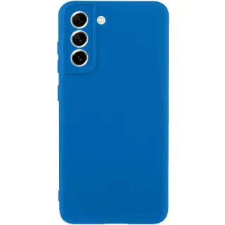 Цветной силиконовый чехол GETMAN с закрытой камерой на Samsung Galaxy S22 — Синий / Royal blue