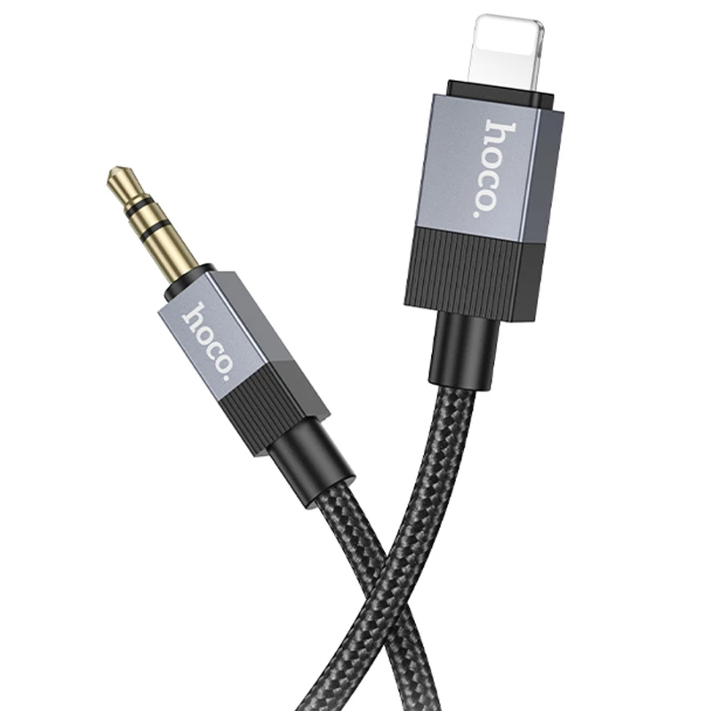 Аудио кабель Aux Hoco UPA32A Clever digital (Lightning to AUX 3.5mm) (1m) – Black. Фото 3 из 5