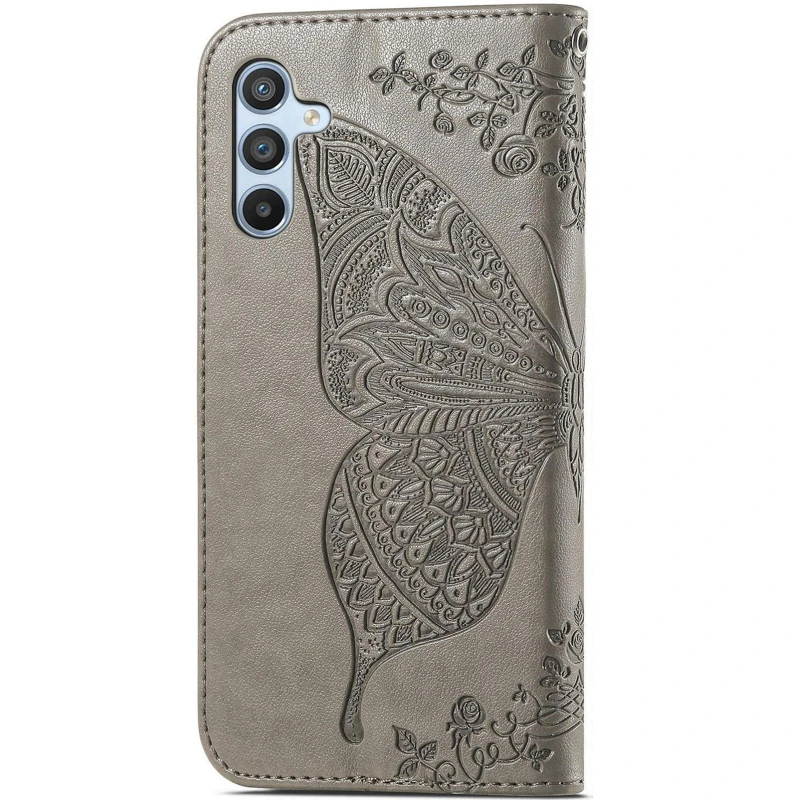 Кожаный чехол-книжка Butterfly Pattern для Samsung Galaxy A37 5G – Gray. Фото 2 из 4