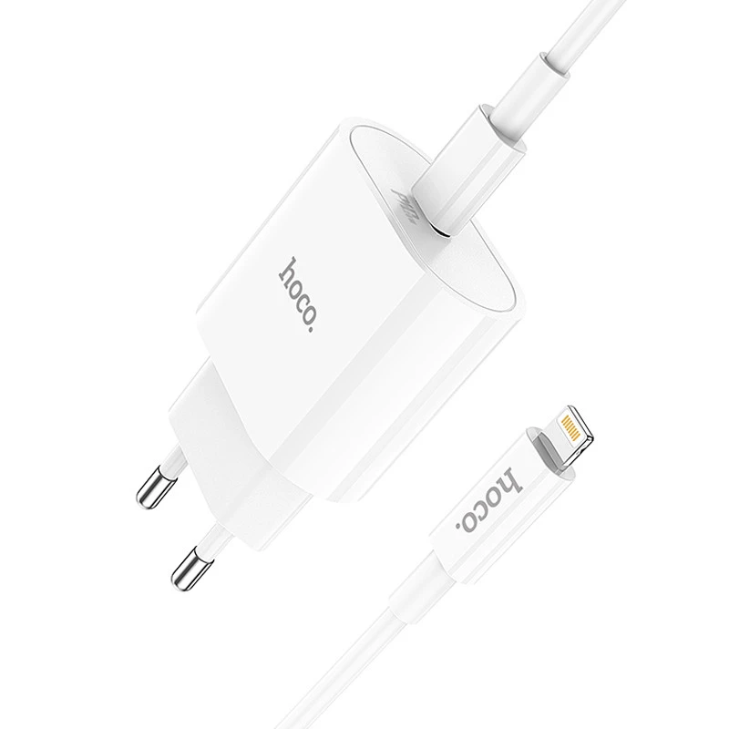 МЗП Hoco C94A Metro PD20W (1USB-C) + кабель Type-C to Lightning – White. Фото 2 з 8