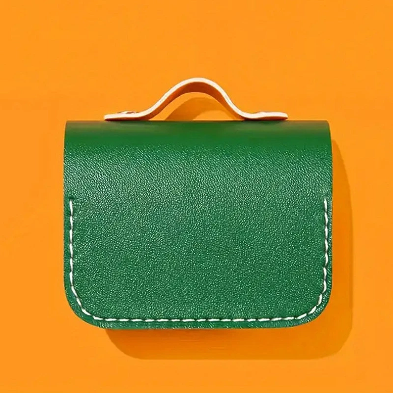 Кожаный футляр Briefcase для наушников AirPods 3 – Green / Orange. Фото 3 из 5