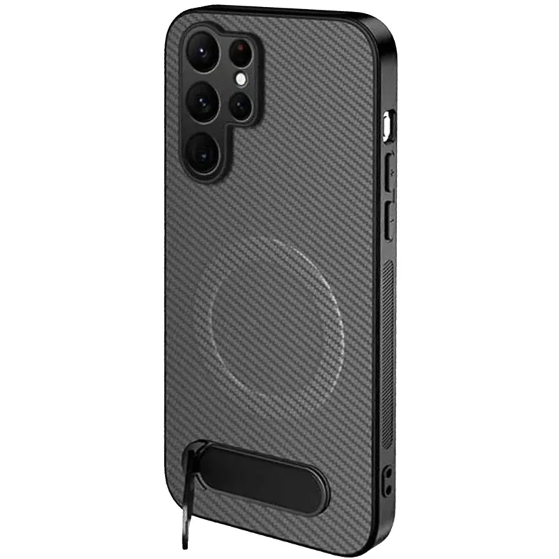 TPU+PC чохол Carbon Kickstand Magnetic Case для Samsung Galaxy S26 Ultra – Grey. Фото 1 з 2