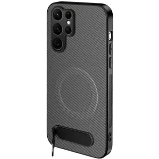 TPU+PC чохол Carbon Kickstand Magnetic Case для Samsung Galaxy S26 Ultra — Grey